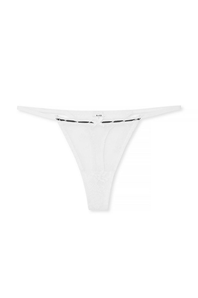 Bow Detail Lace Thong Product Image