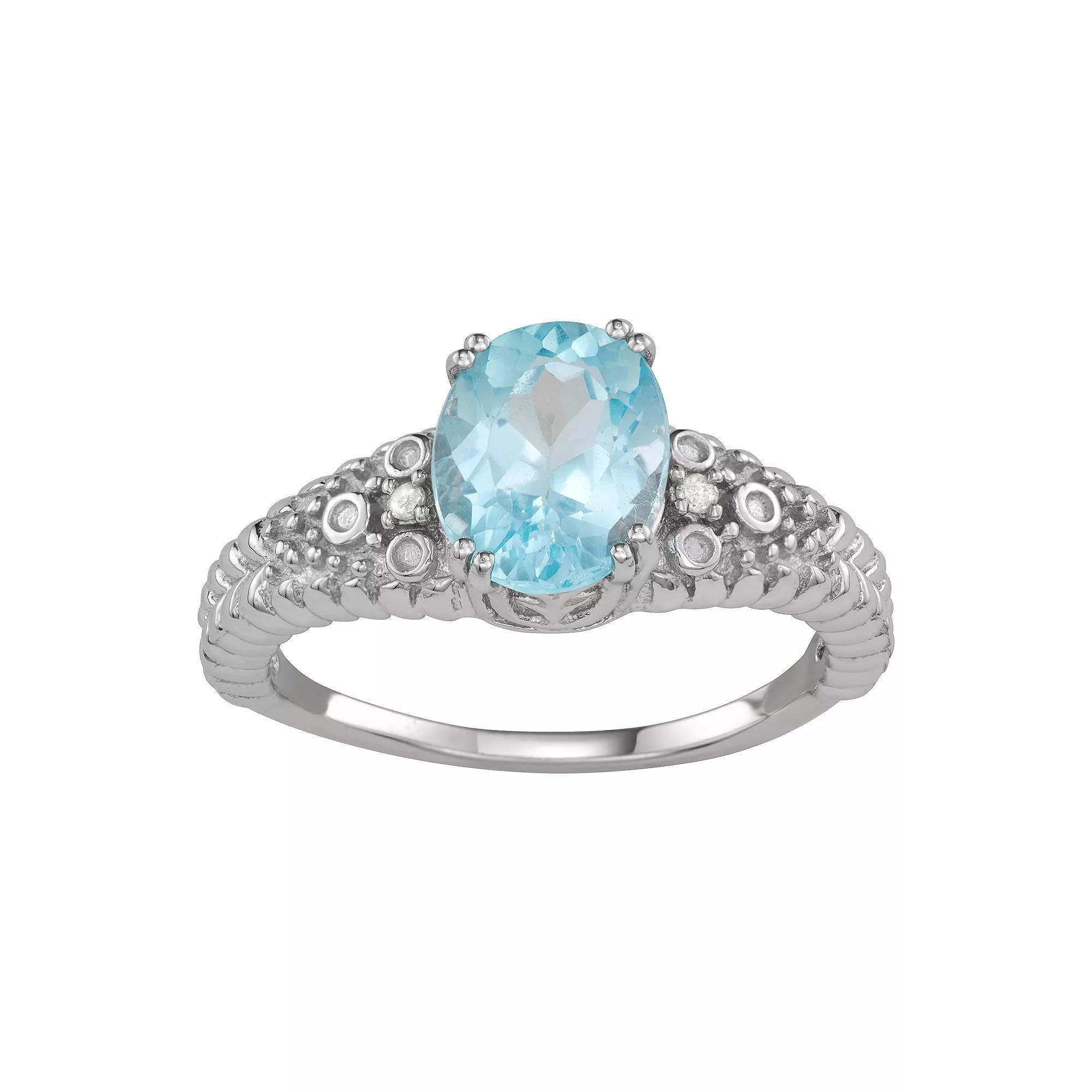 Jewelexcess Sterling Silver Sky Blue Topaz & Diamond Accent Ring, Women's, Size: 6 Product Image