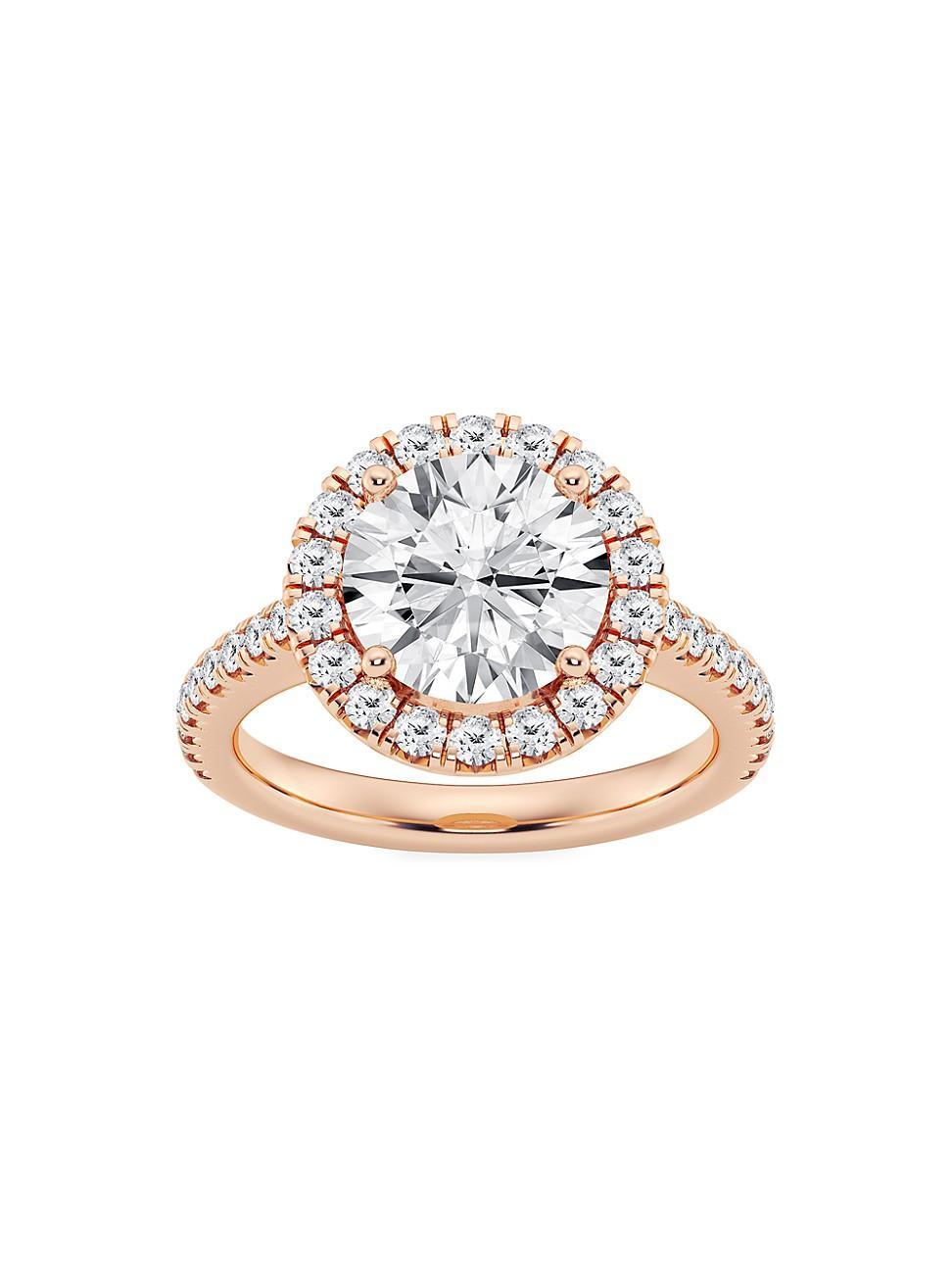 Womens 14K Rose Gold & Round Lab-Grown Diamond Halo Ring/1.30-3.60 TCW Product Image