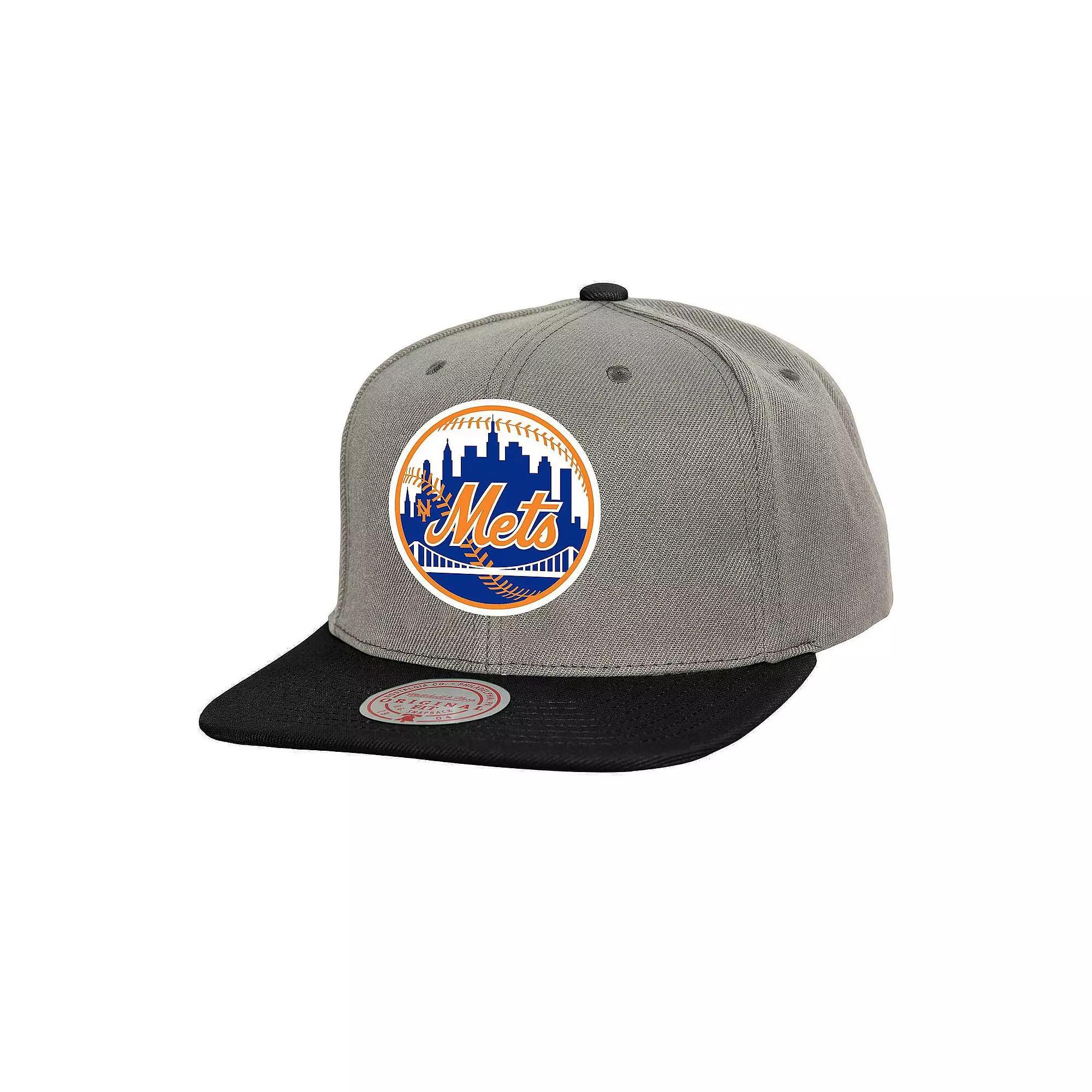 Men's Mitchell & Ness Gray New York Mets Cooperstown Collection Basic Flip Snapback Hat, Grey Product Image