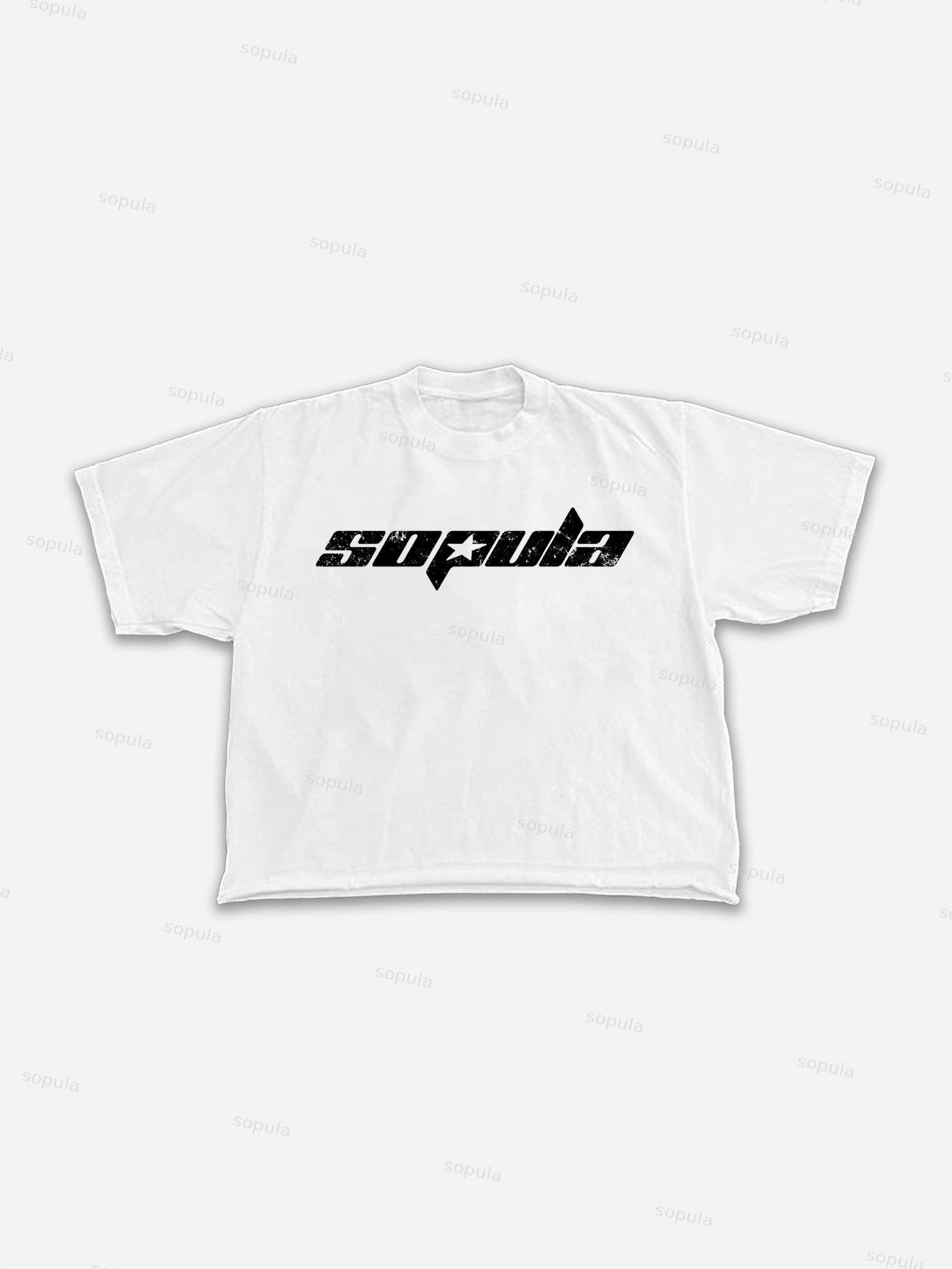 Sopula Basic Vintage Alphabet Graphic Cropped T-shirt Product Image