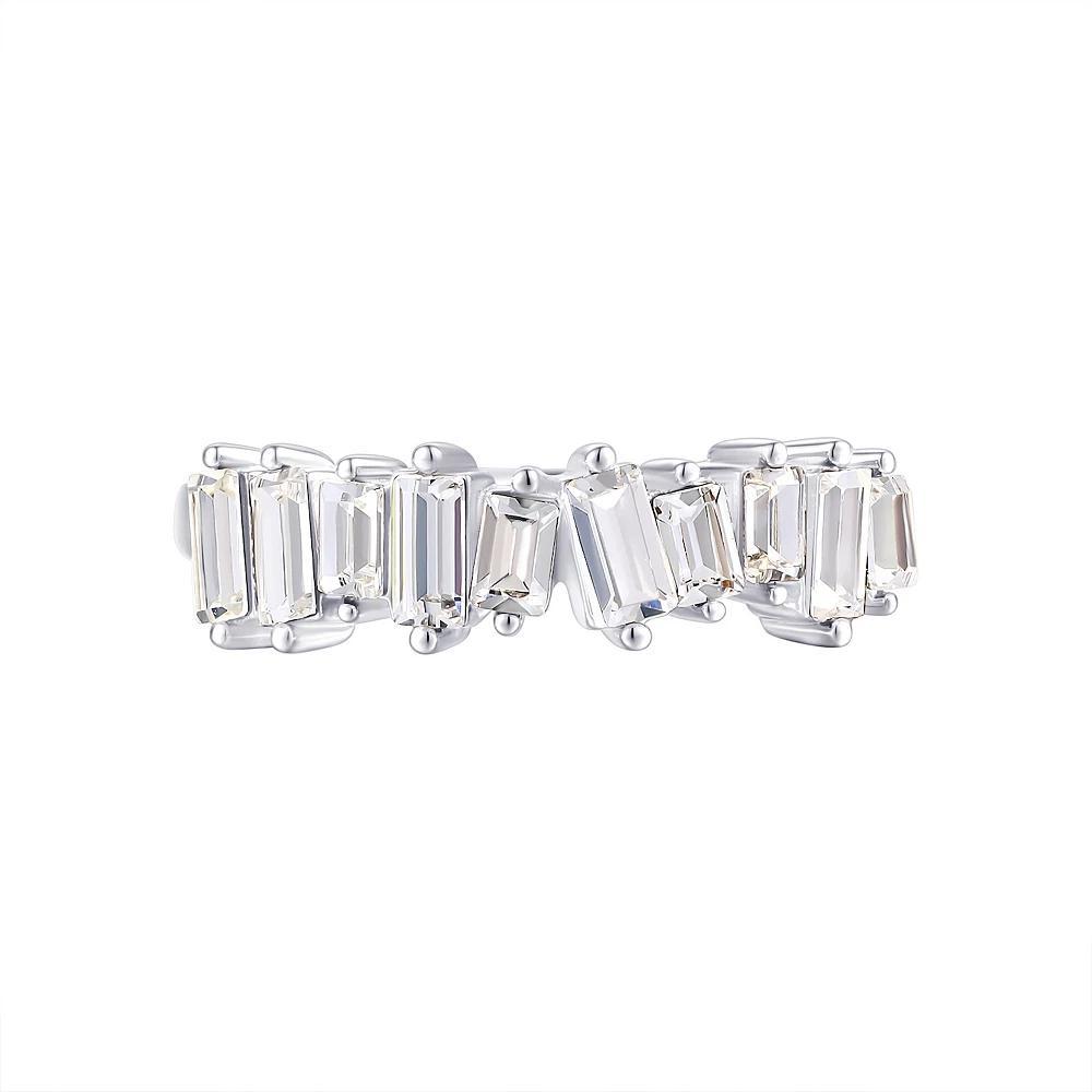 Forever Radiant Sterling Silver Baguette Crystal Ring, Women's, Size: 7 Product Image