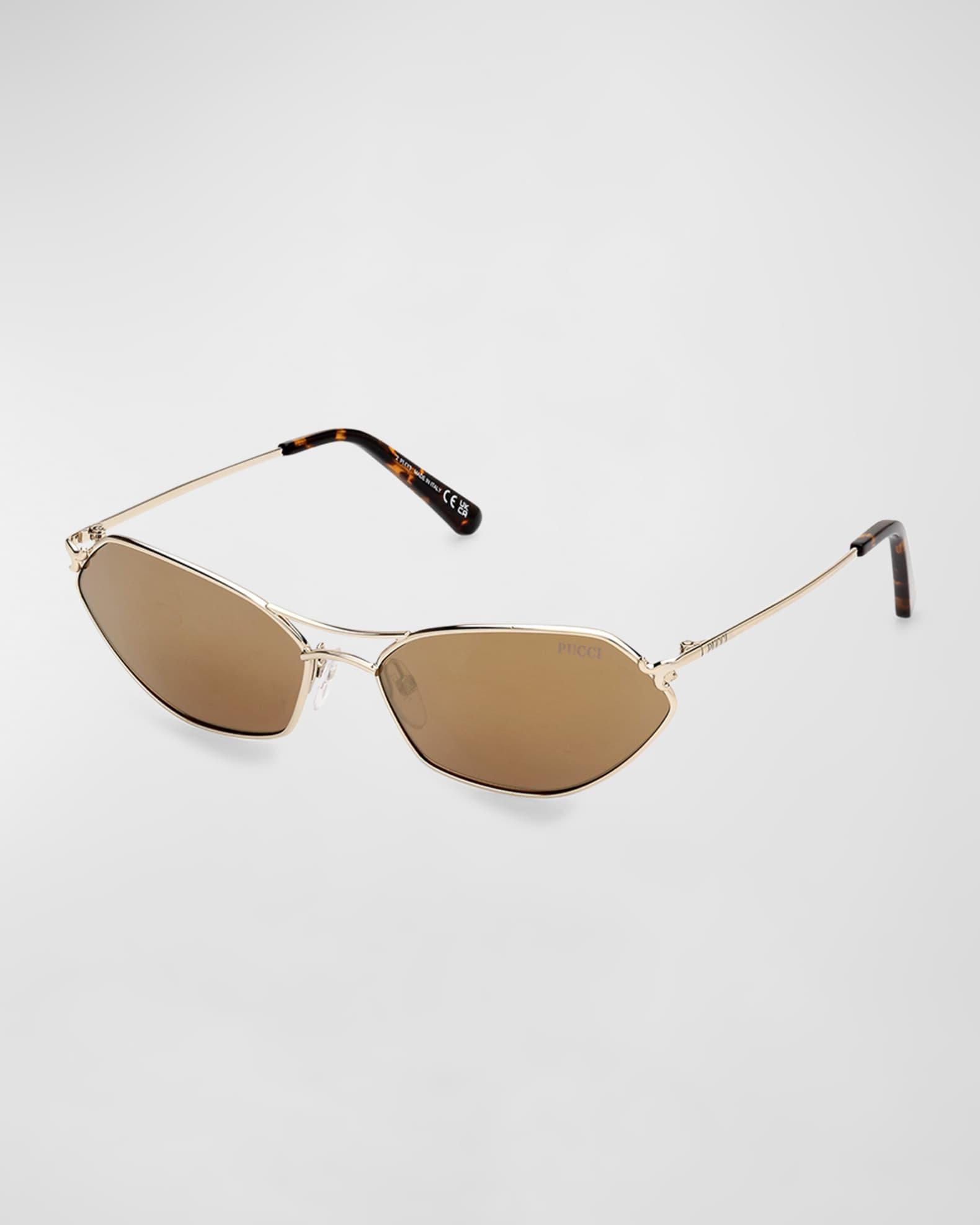 Geometric Metal & Acetate Rectangle Sunglasses  Product Image