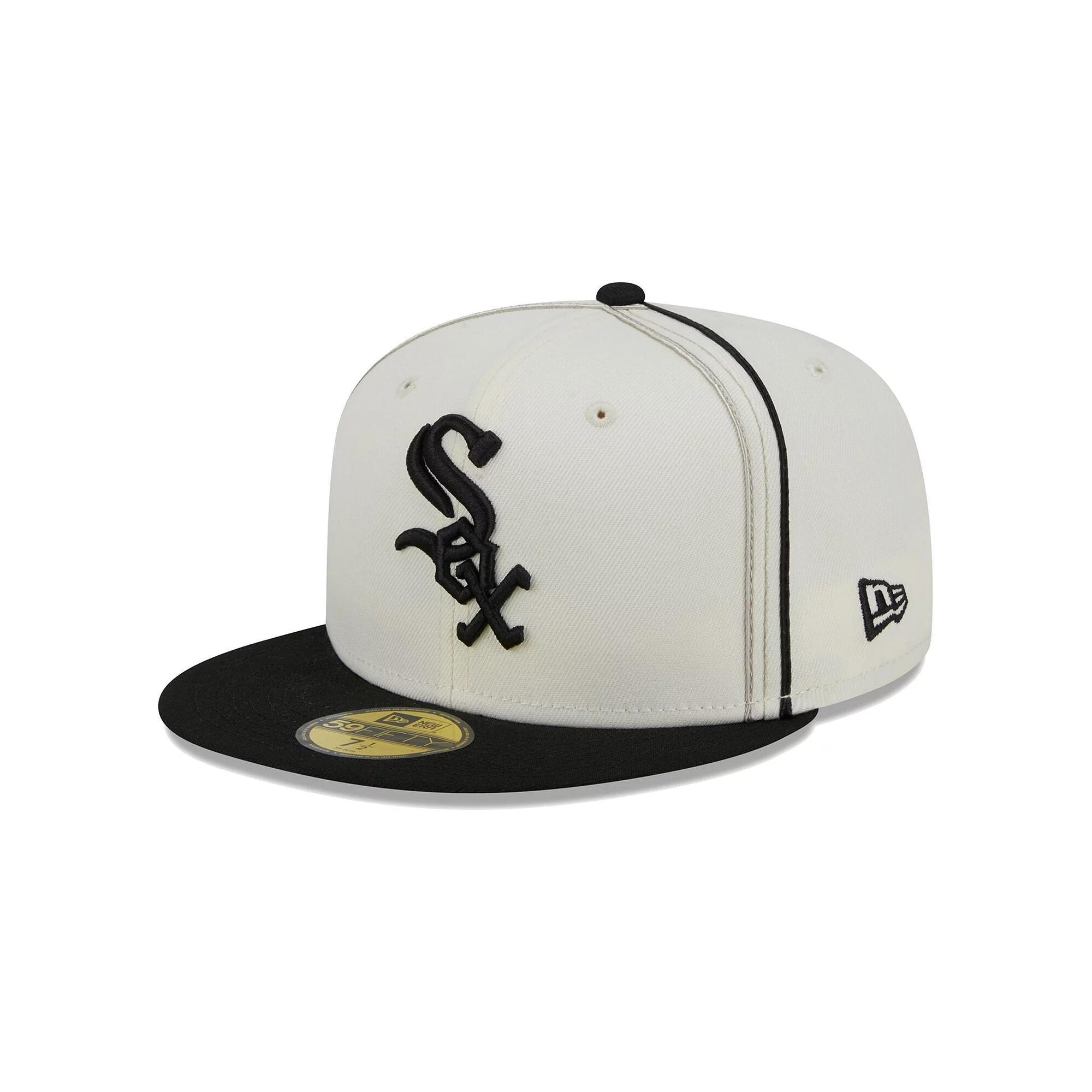 Men's New Era  Cream/Black Chicago White Sox Chrome Sutash 59FIFTY Fitted Hat, Size: 7 7/8, Beige Product Image