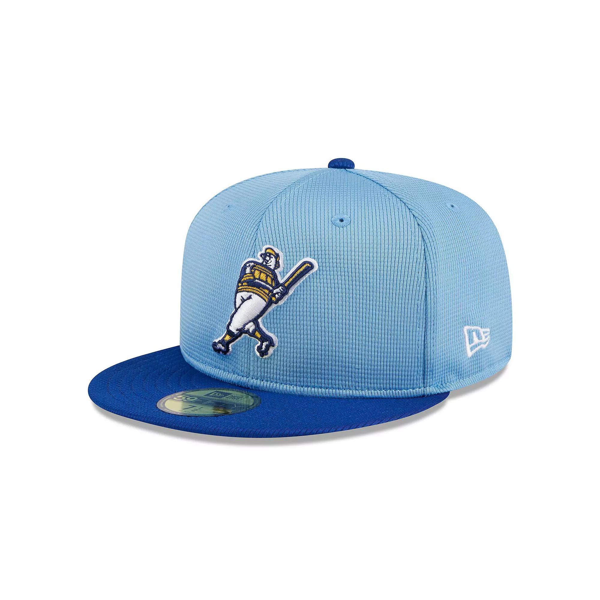 Men's New Era  Light Blue Milwaukee Brewers 2024 Batting Practice 59FIFTY Fitted Hat, Size: 6 7/8 Product Image