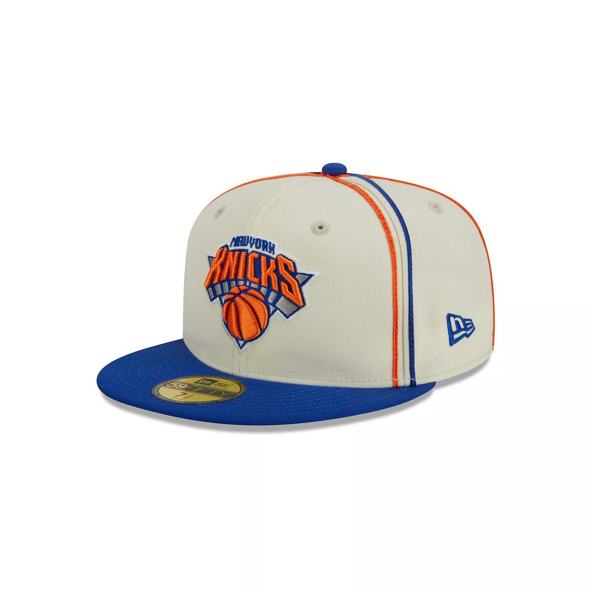 Mens New Era Cream/Blue New York Knicks Piping 2-Tone 59FIFTY Fitted Hat Product Image