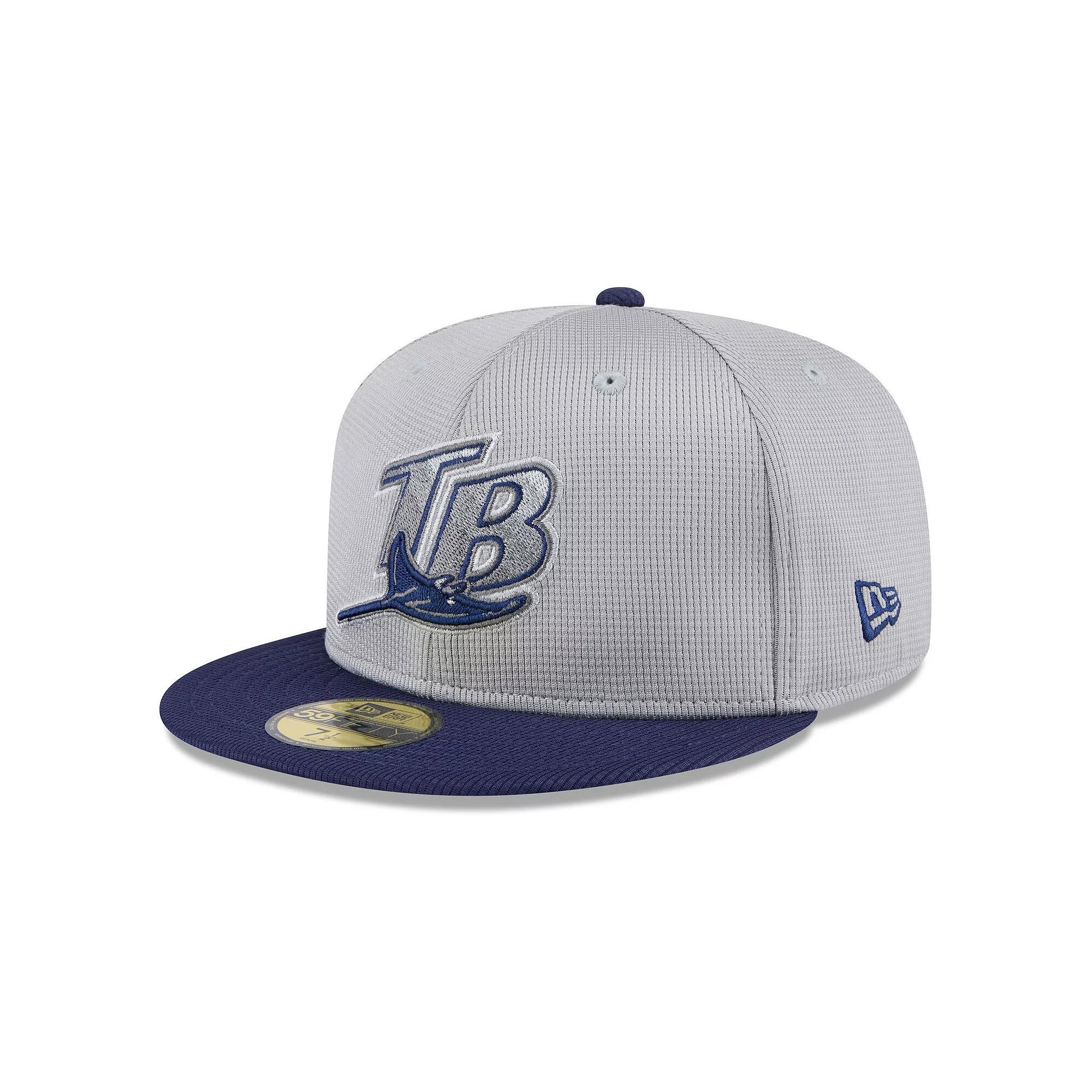 Men's New Era  Gray/Navy Tampa Bay Rays 2025 Batting Practice 59FIFTY Fitted Hat, Size: 7 3/8, Grey Product Image