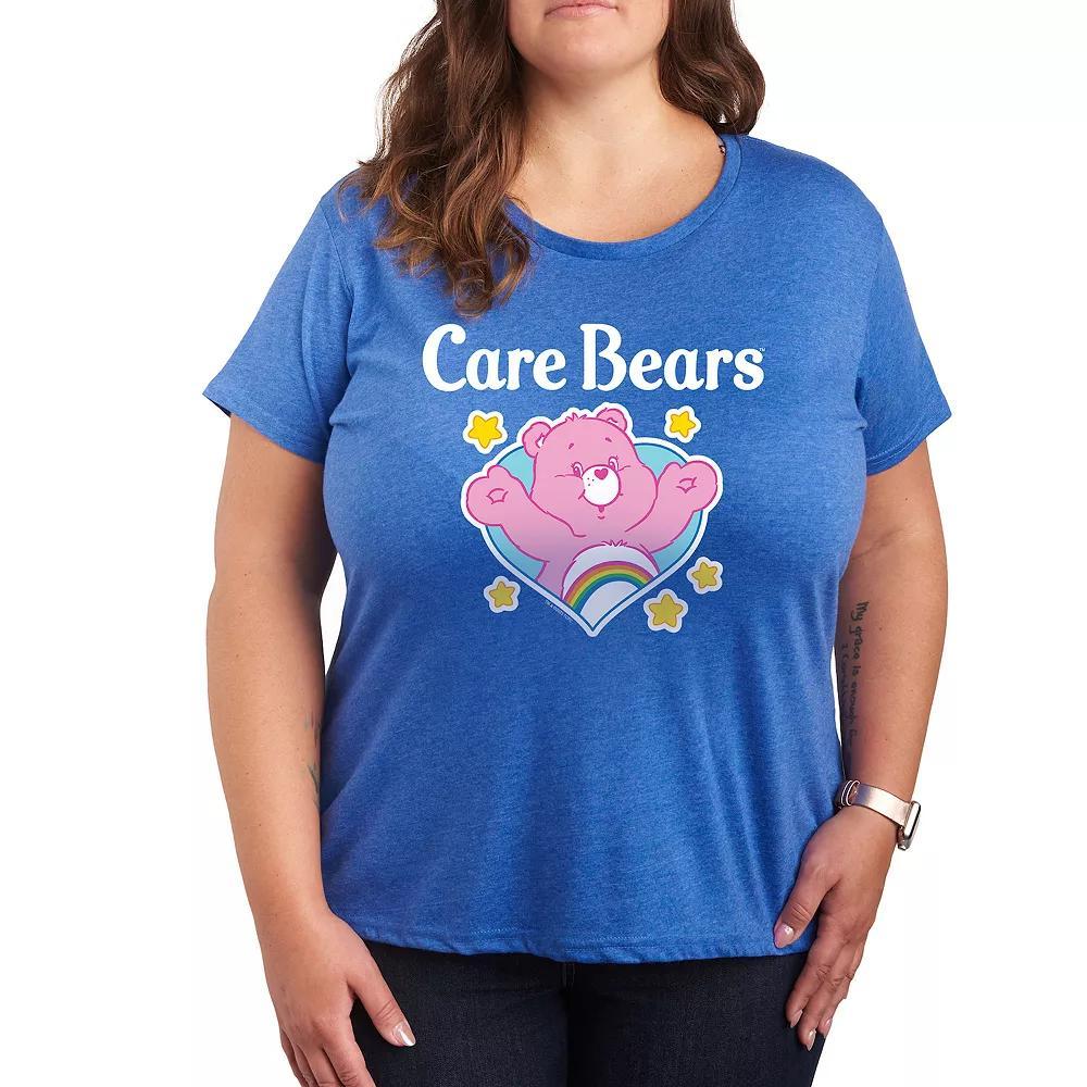Plus Care Bears Logo Cheer Heart Graphic Tee, Womens Heather Grey Product Image