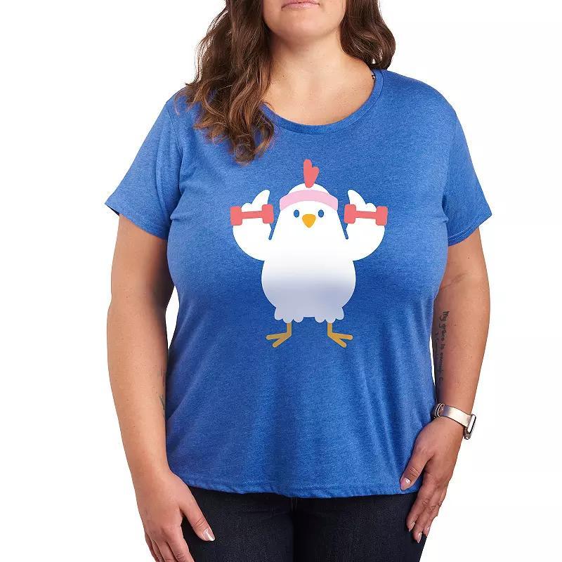 Plus Workout Chicken Graphic Tee, Womens Heather Grey Product Image