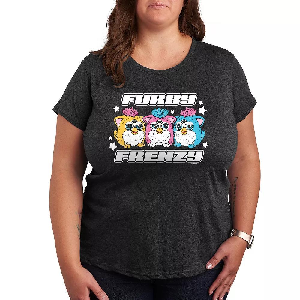Plus Furby Frenzy Graphic Tee, Womens Heather Grey Product Image