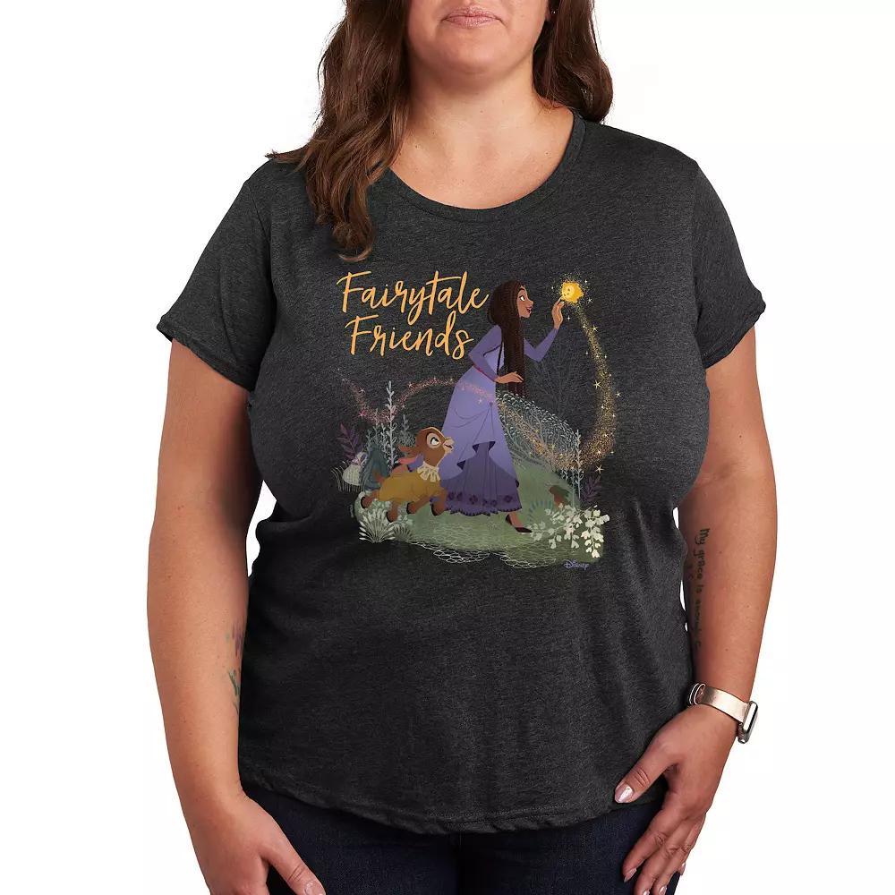 Disneys Wish Plus Fairytale Friends Graphic Tee, Womens Heather Grey Product Image