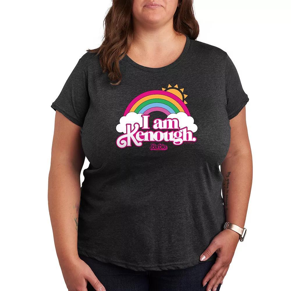 Plus Size Barbie The Movie Kenough Rainbow Graphic Tee, Womens Heather Grey Product Image