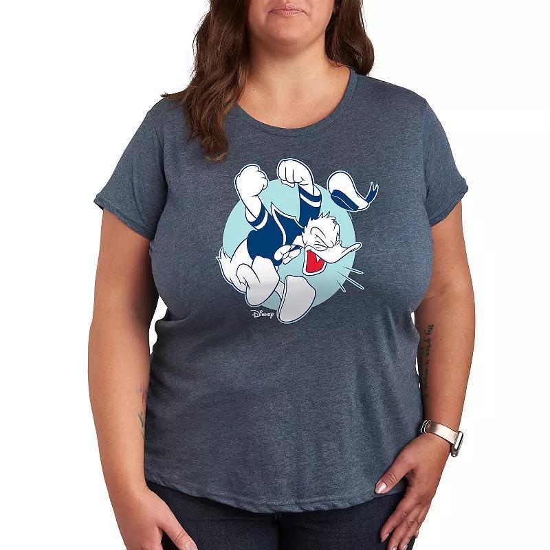 Disneys Donald Duck Plus Pose Graphic Tee, Womens Grey Royal Blue Product Image