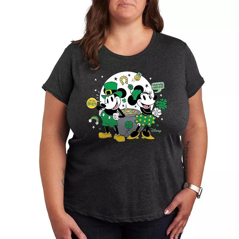 Disney's Mickey & Minnie Mouse Plus Pot Of Gold Graphic Tee, Women's, Size: 3XL, Heather Grey Product Image