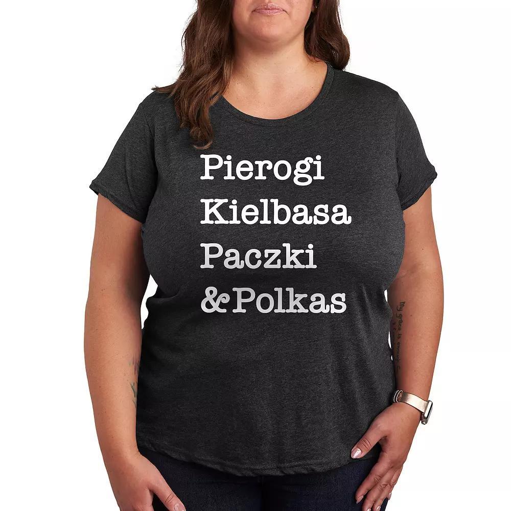 Plus Pierogi Kielbasa Paczki Polkas Graphic Tee, Womens Heather Grey Product Image