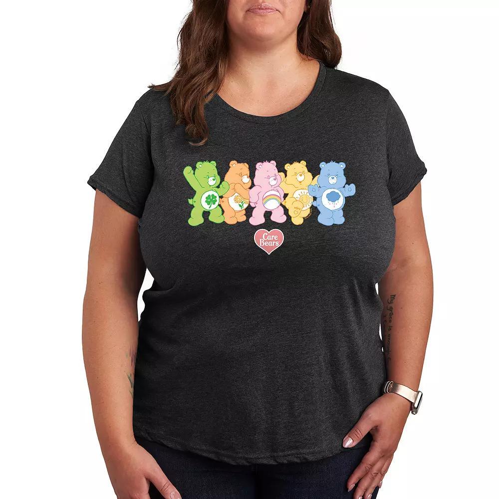 Plus Care Bears Pastel Lineup Graphic Tee, Womens Heather Grey Gray Product Image