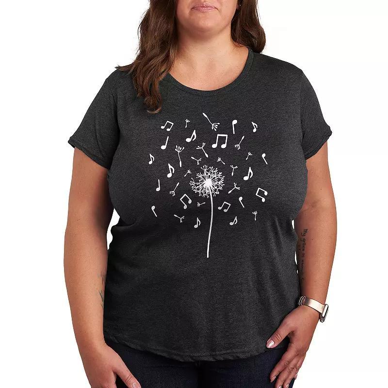 Plus Celestial Mushrooms Graphic Tee, Womens Heather Grey Product Image