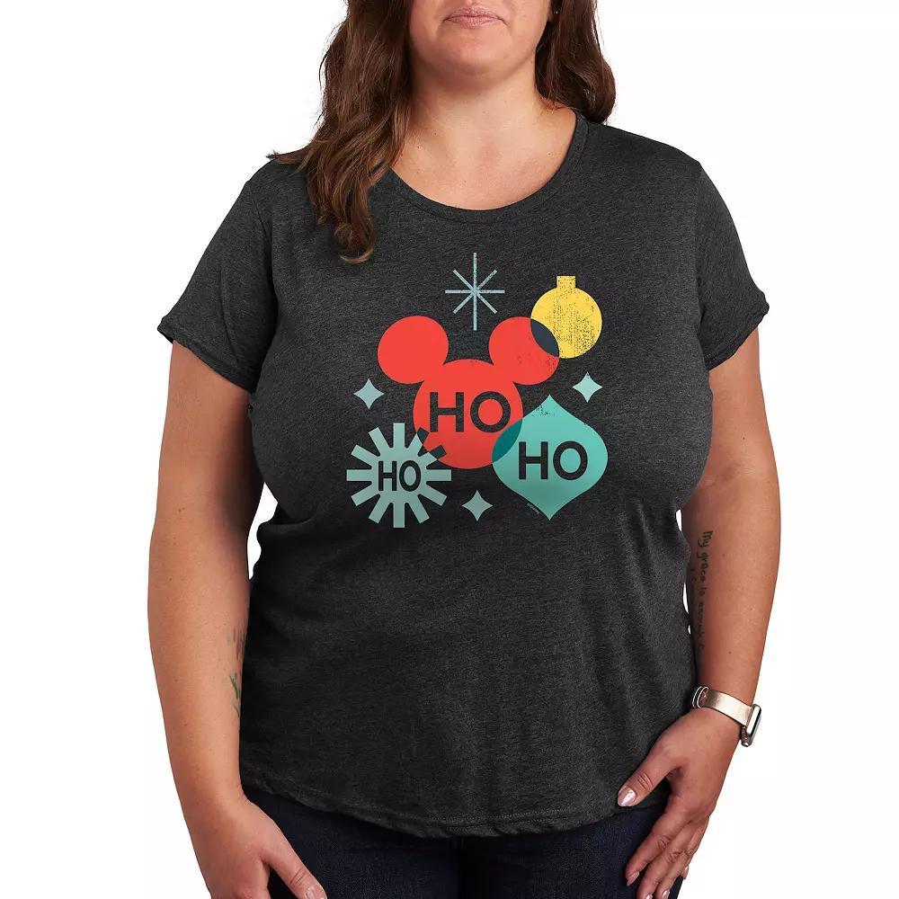 Disney's Mickey Mouse Plus Christmas Silhouette Graphic Tee, Women's, Size: 3XL, Heather Grey Product Image
