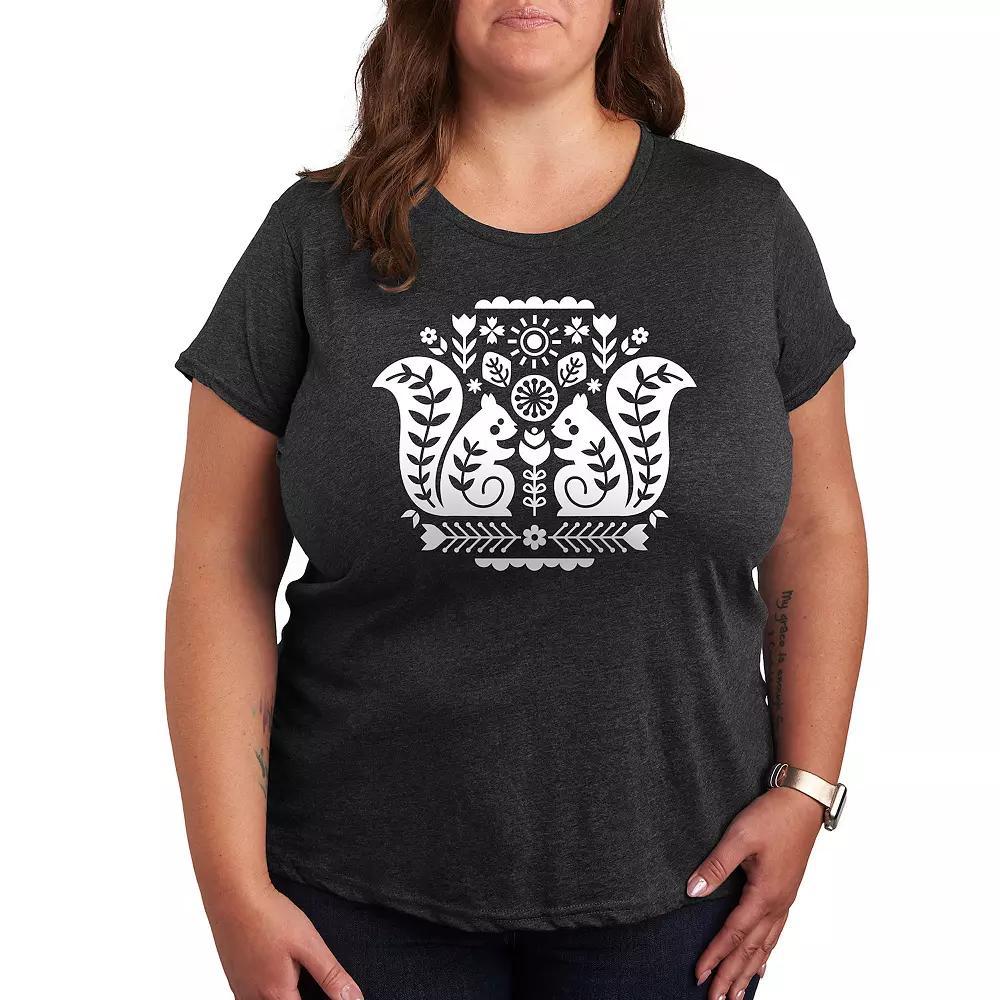 Womens Scandinavian Squirrels Graphic Tee Heather Grey Product Image