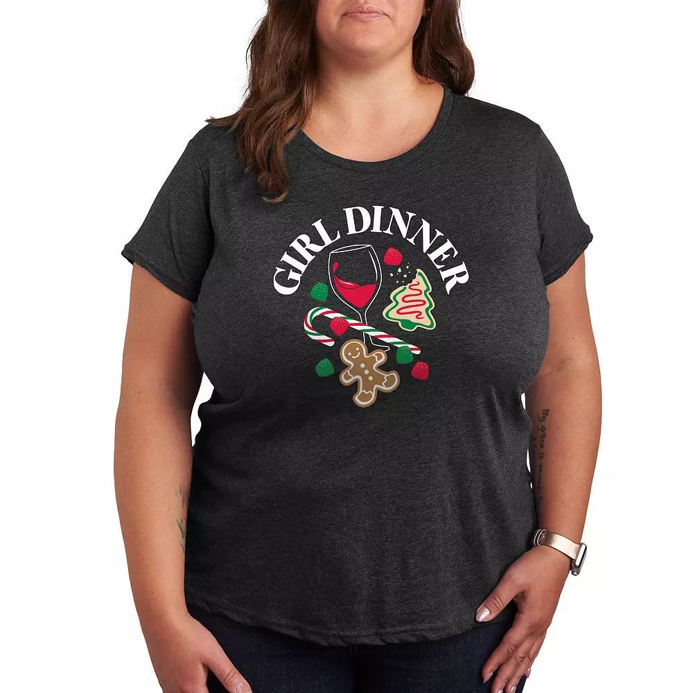 Disneys Mickey Mouse Plus Wreath Graphic Tee, Womens Heather Grey Product Image