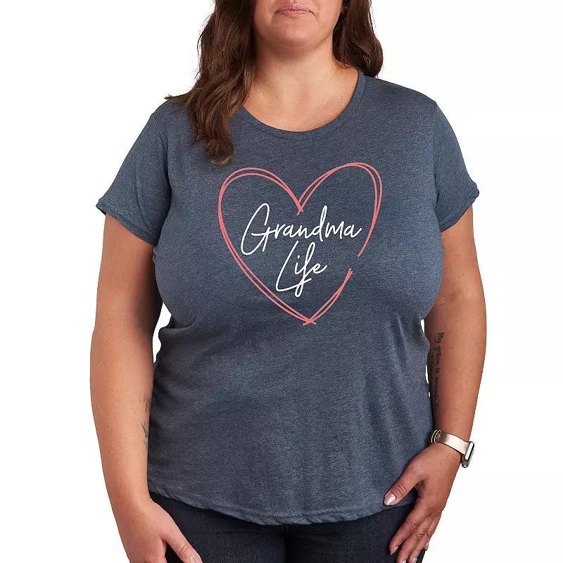 Plus Grandma Life Graphic Tee, Womens Grey Green Product Image