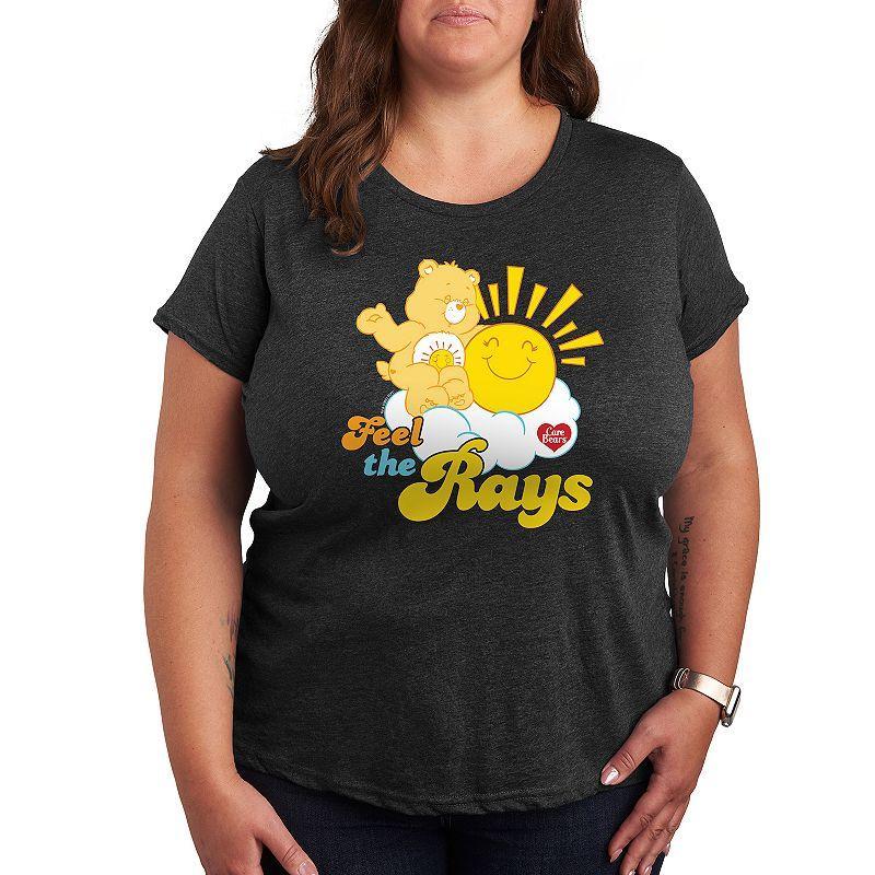 Plus Care Bears Feel The Rays Graphic Tee, Womens Heather Grey Gray Product Image