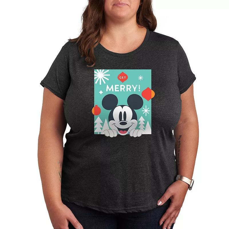 Disneys Minnie Mouse Plus Collage Graphic Tee, Womens Grey Royal Blue Product Image