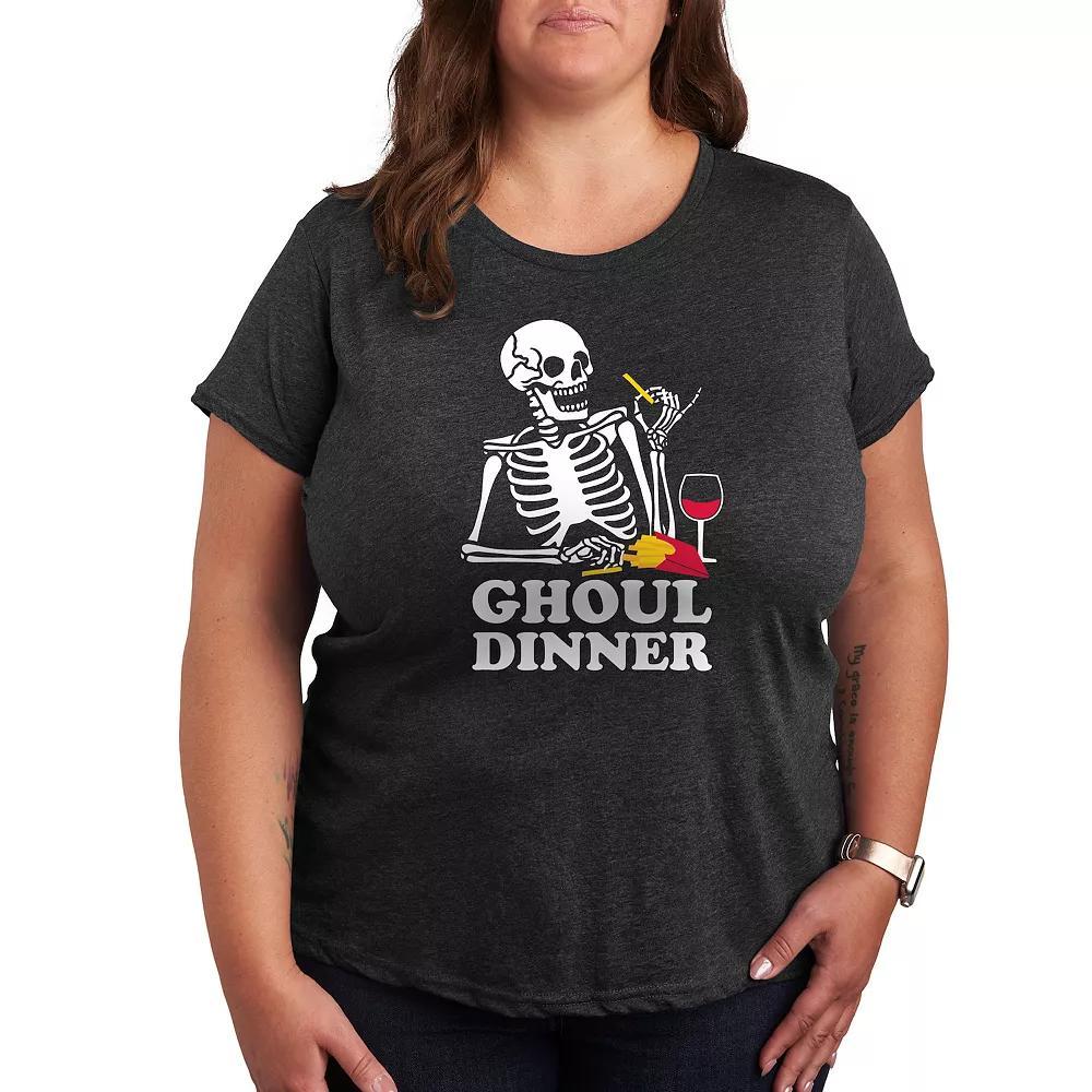 Plus Mushroom Gnome Graphic Tee, Womens Heather Grey Product Image