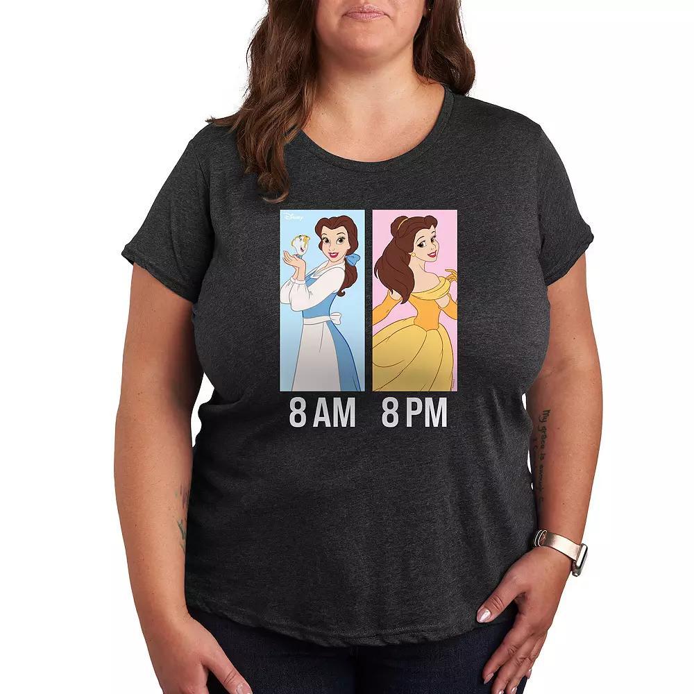 Disney Princess Belle Plus AM to PM Graphic Tee, Womens Grey Blue Product Image
