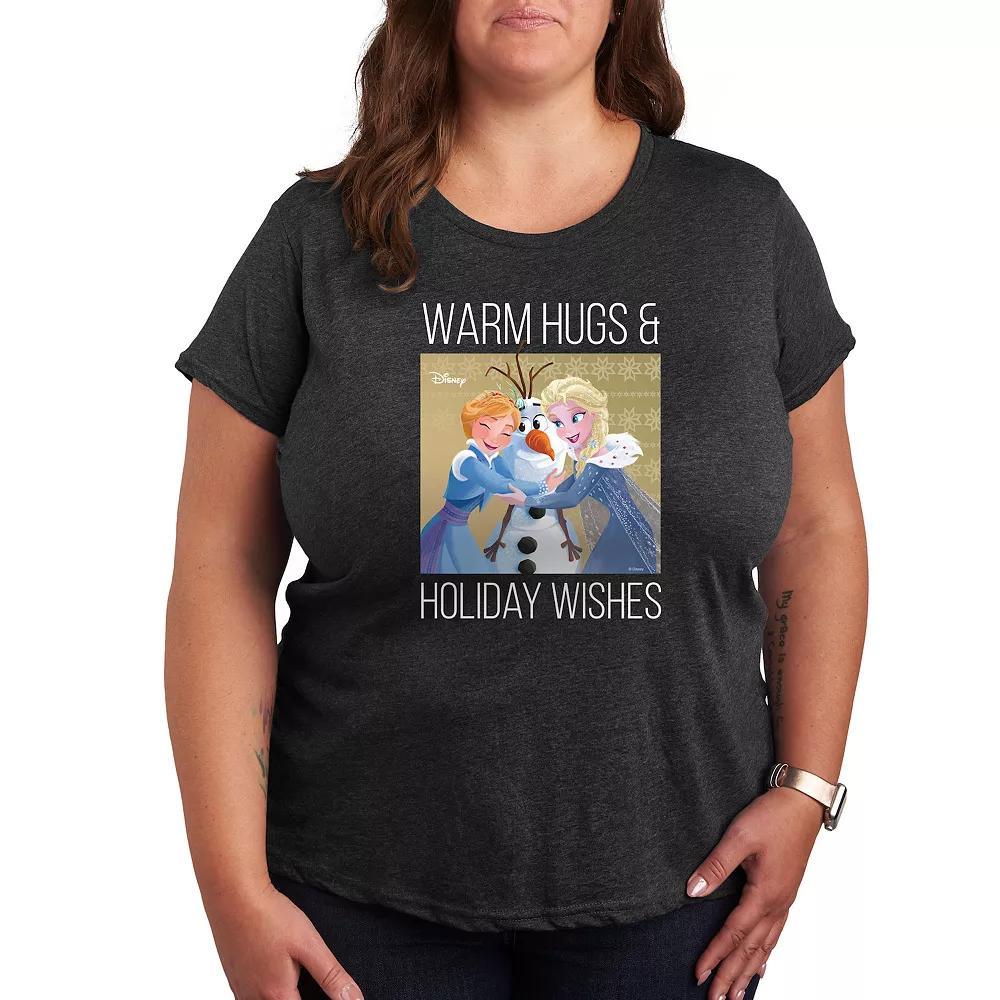 Disneys Frozen 2 Plus Holiday Wishes Graphic Tee, Womens Heather Grey Product Image