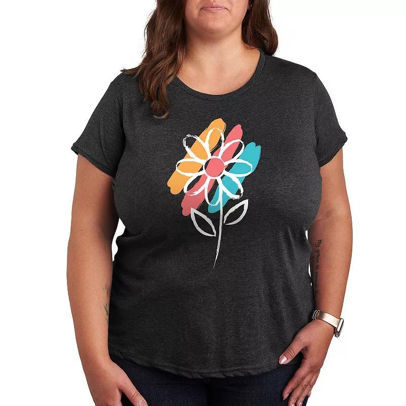 Plus Dog Paw Rainbow Graphic Tee, Womens Heather Grey Product Image