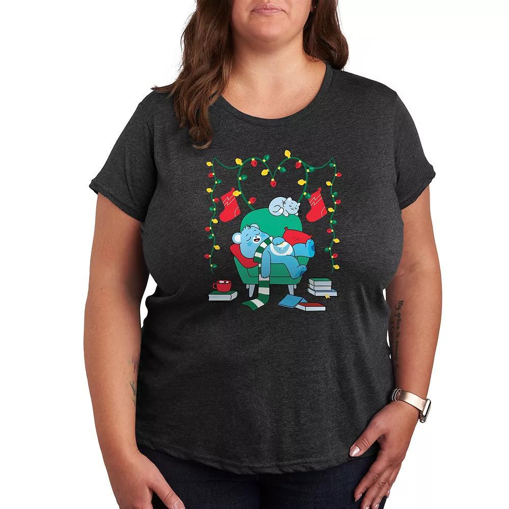 Plus Shamrock Hearts Line Art Graphic Tee, Womens Heather Grey Product Image