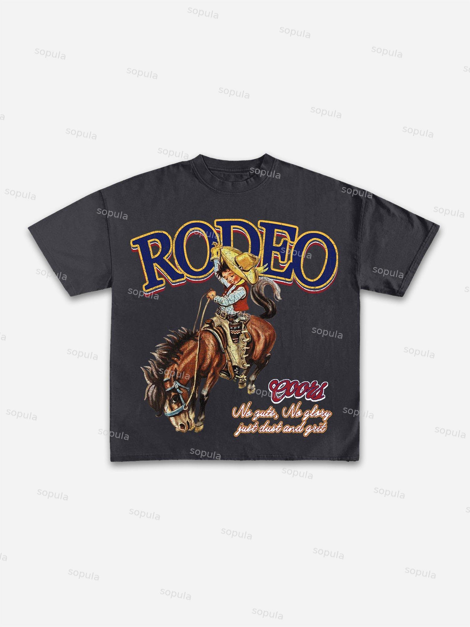 Rodeo Coors Cowboy Print Cotton T-shirt Product Image
