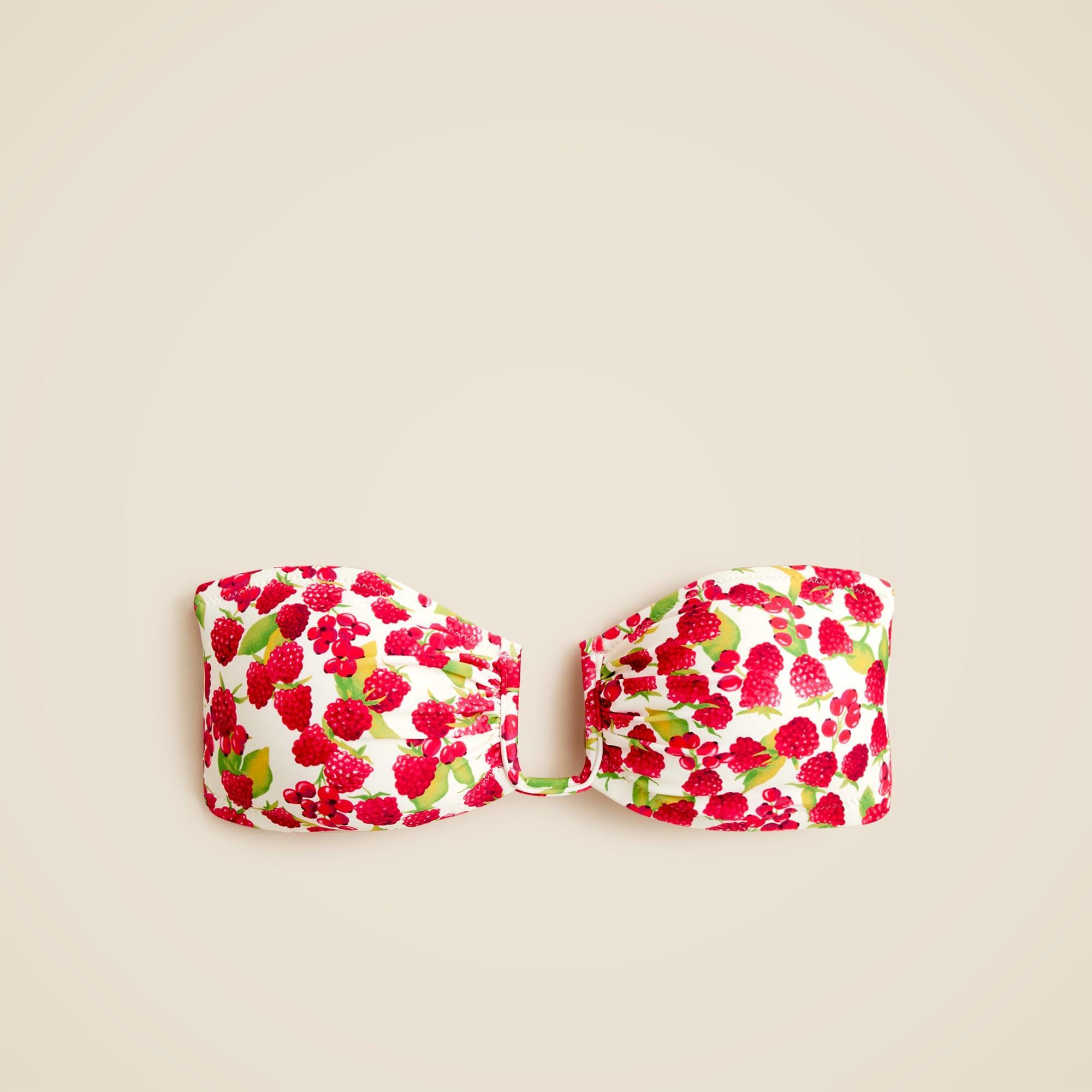Mira bandeau bikini top in raspberry print Product Image
