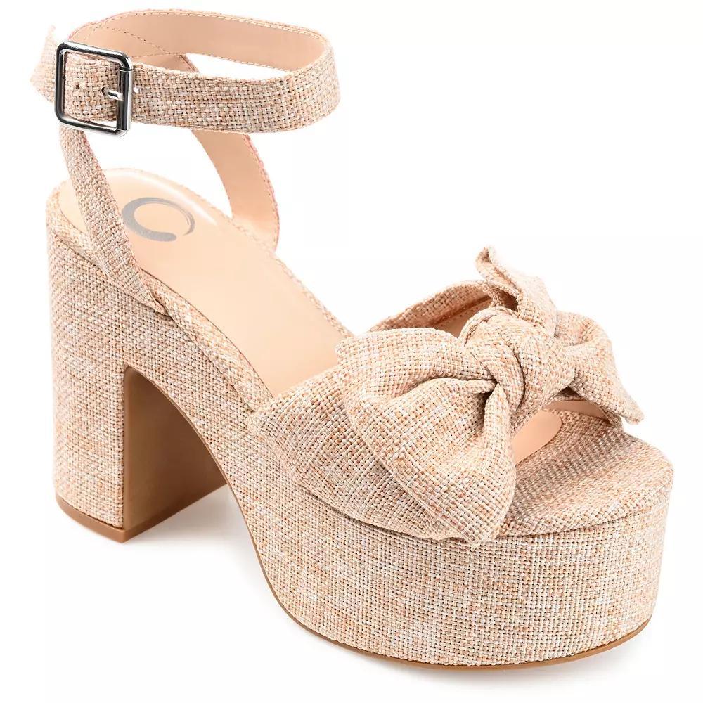 Journee Zenni Women's Tru Comfort Foam™ Bow Block Heel Sandals, Size: 9, Plaid Product Image