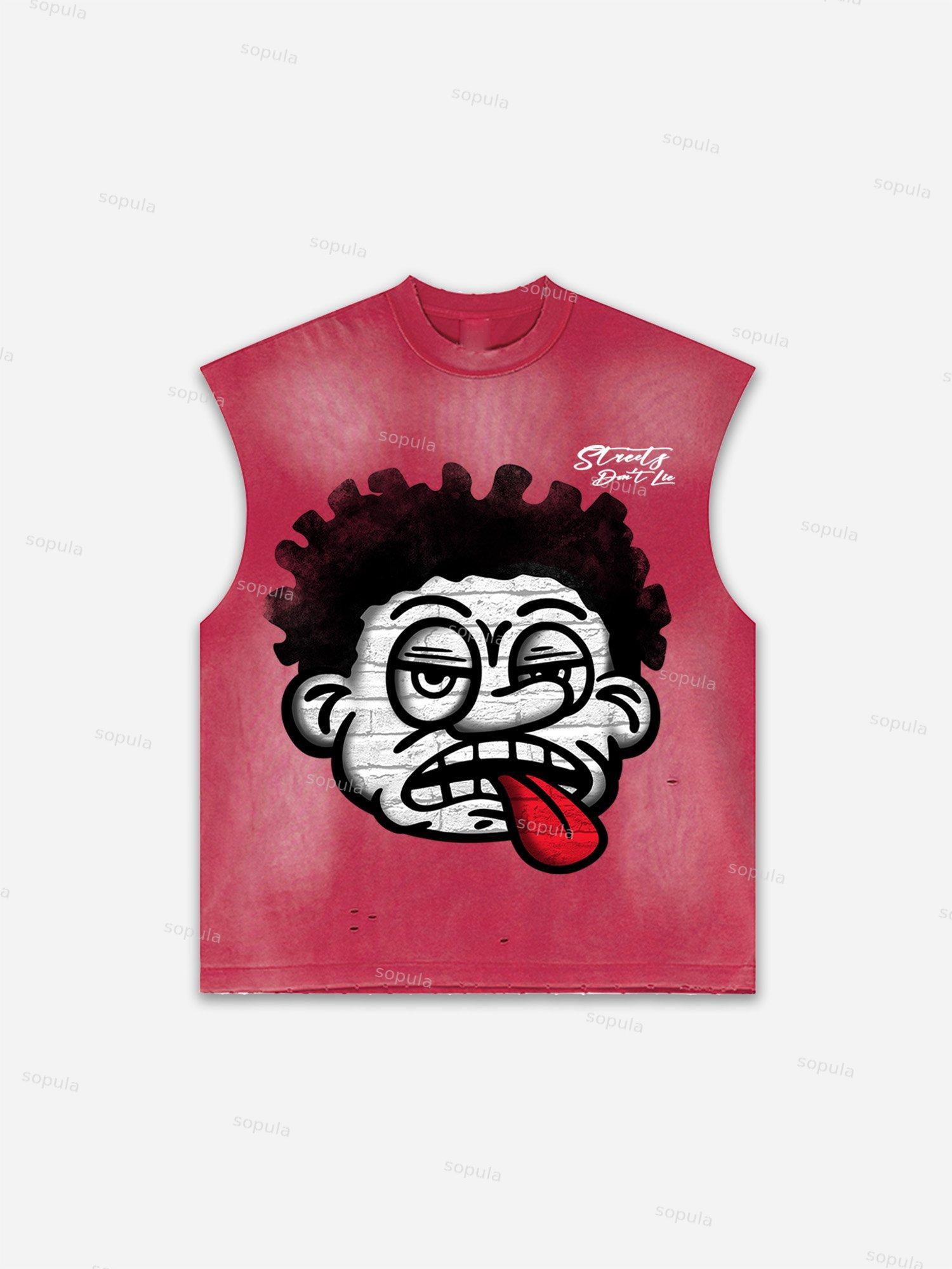 Men's Washed Streets Don't Lie Retro Big Head Graphic Tank Top Product Image