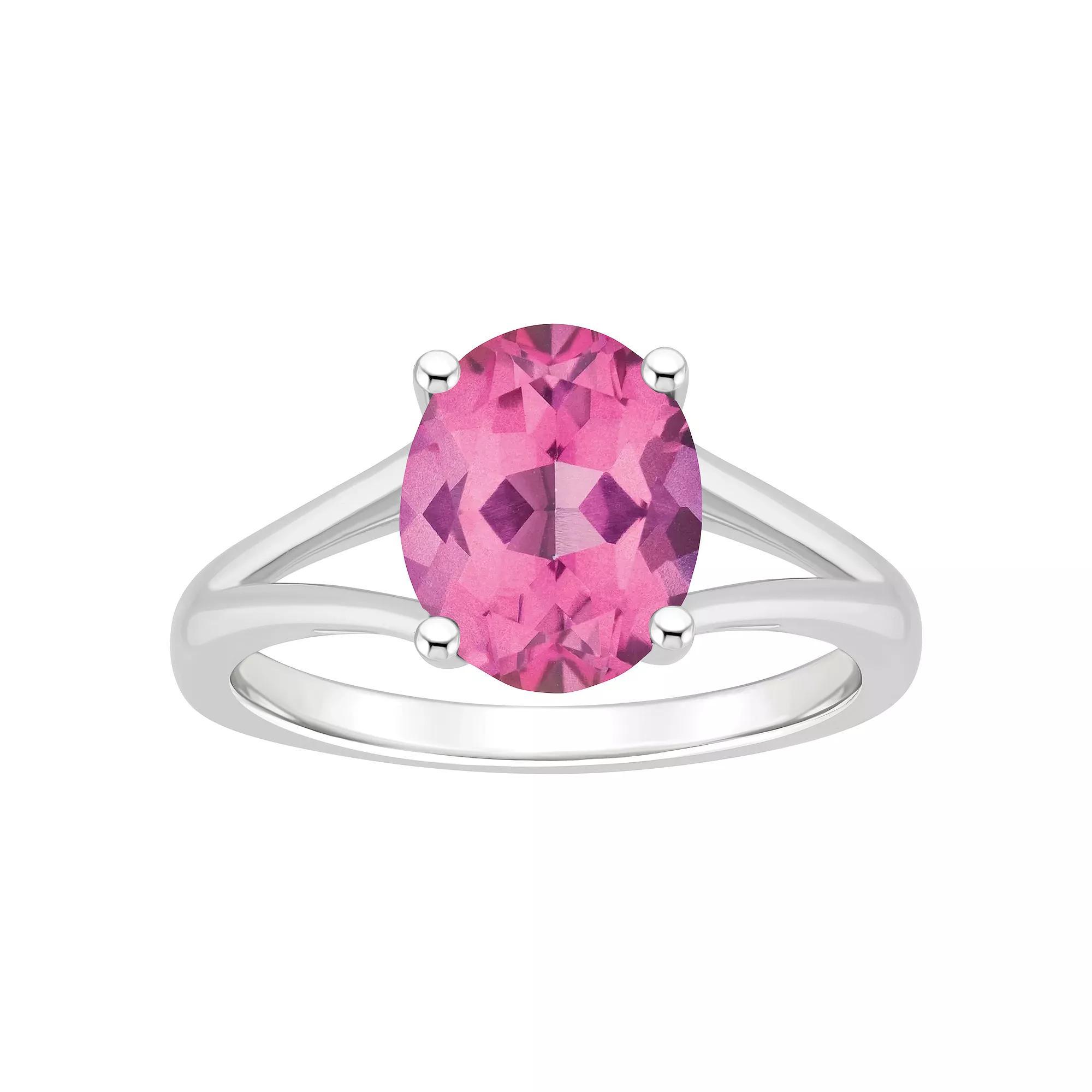 Alyson Layne Sterling Silver Oval Pink Topaz Ring, Women's, Size: 9 Product Image