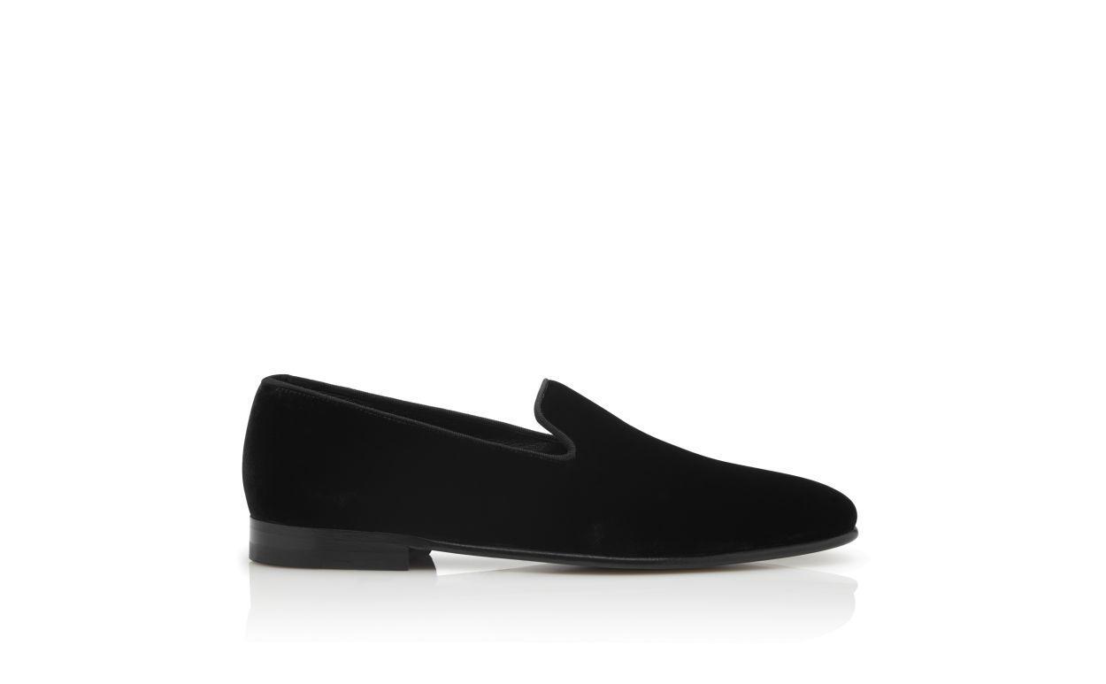 MARIO Black Velvet Loafers  Product Image