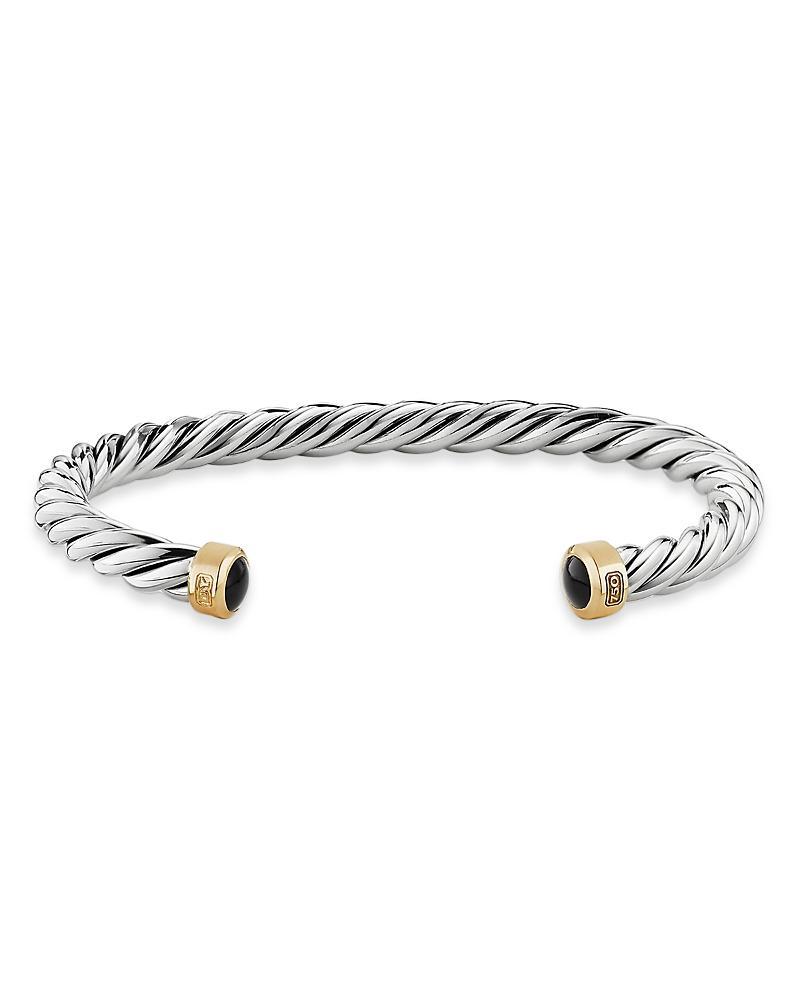 David Yurman Mens Cable Cuff Bracelet in Sterling Silver & 18K Yellow Gold with Black Onyx Product Image