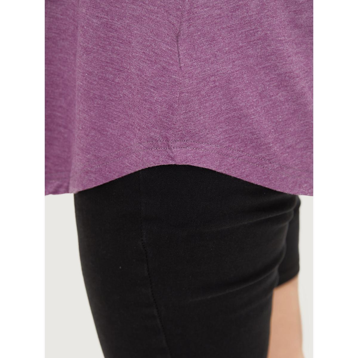 Plus Size Halter Gathered Button Detail Arc Hem Cami Top Women Purple Elegant Gathered Halter neck Dailywear Tank Tops Camis BloomChic 10/M Product Image