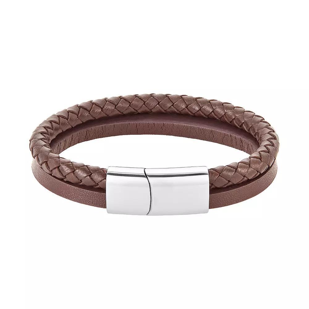Adornia Stainless Steel Braided Bracelet, Men's, Brown Product Image