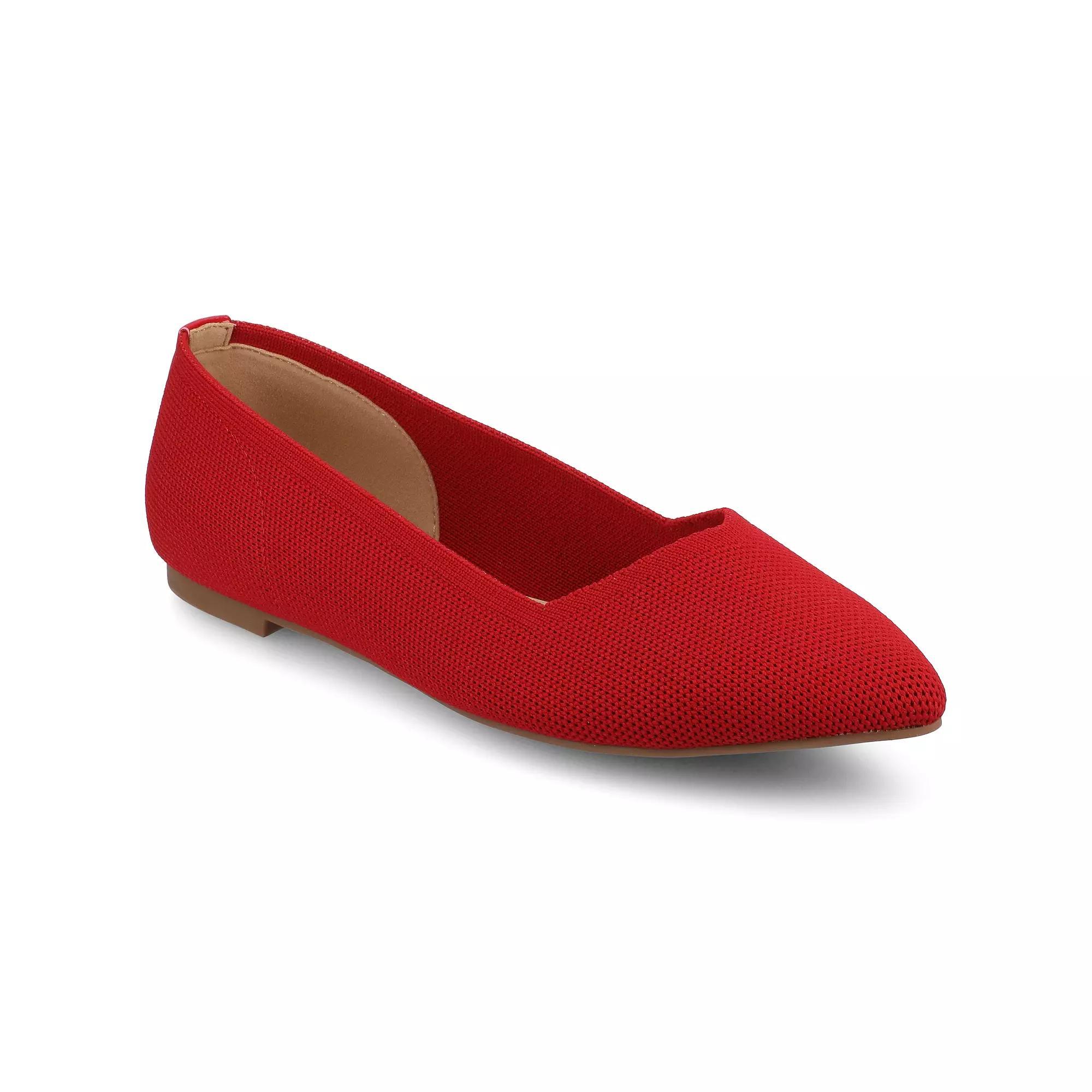 Journee Minnah Knit Slip-On Pointed-Toe Women's Dress Flats, Size: 7.5, Red Product Image