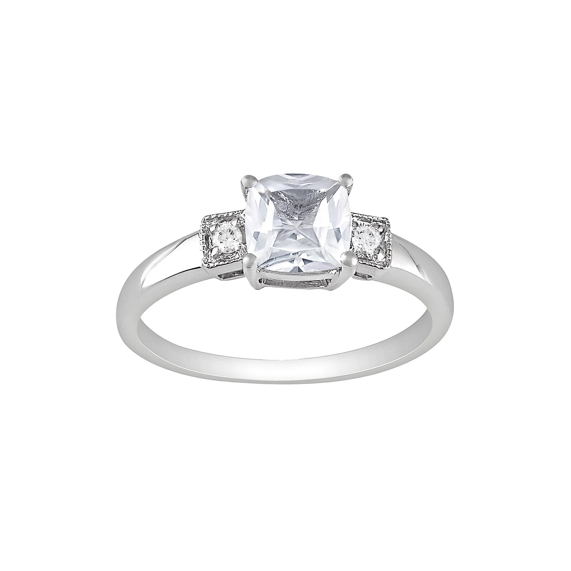 Stella Grace Sterling Silver Lab-Created White Sapphire and Diamond Accent Ring, Women's, Size: 9 Product Image