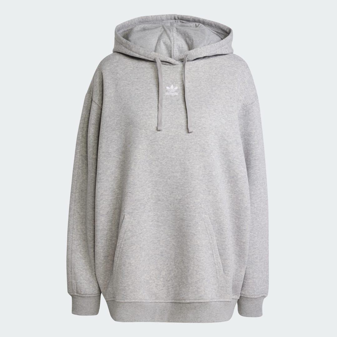 adidas Essentials Oversized Fleece Hoodie Medium Grey Heather XL Womens Product Image