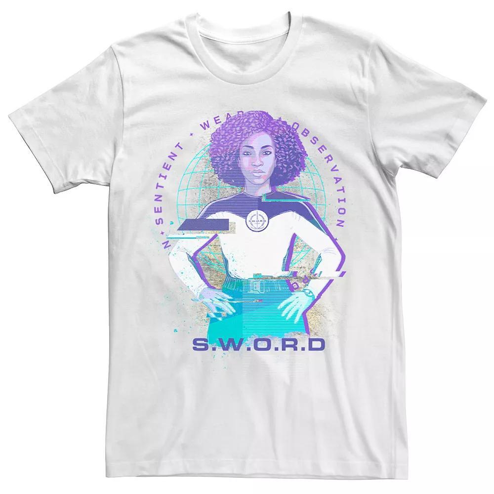 Men's Marvel WandaVision Sword Glitch Poster Tee, Size: Small, White Product Image
