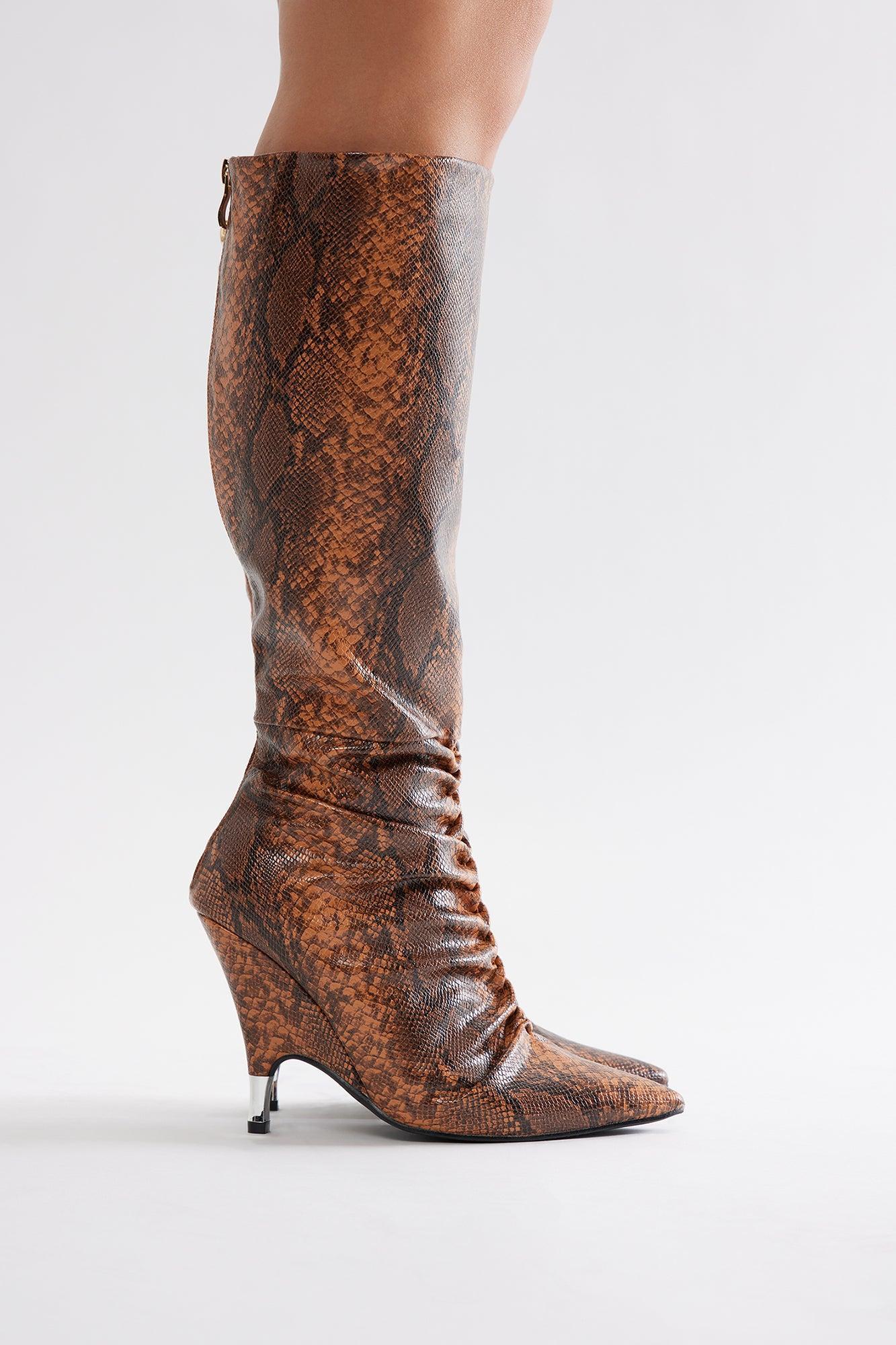 Nadia Knee High Boots - Brown Combo Product Image