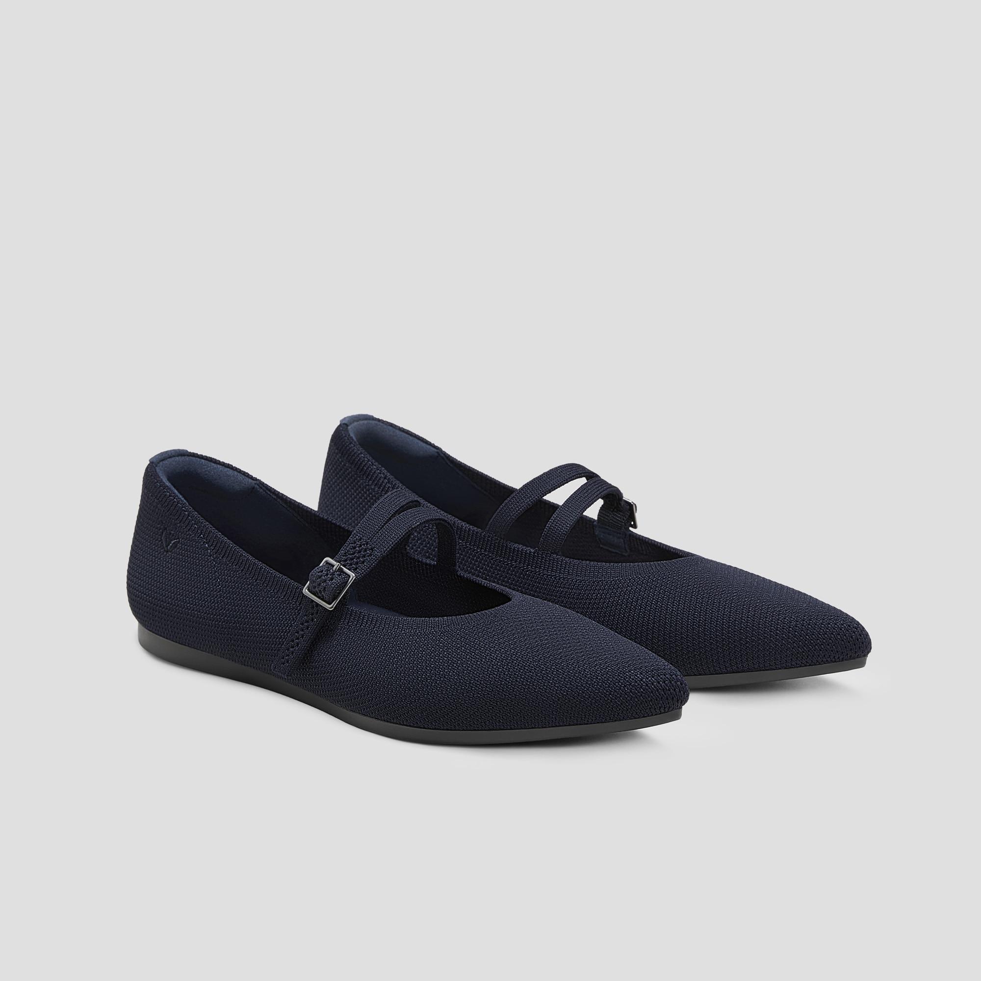 Pointed-Toe V-Strap Mary-Jane Flats (Aria Mary-Jane) Product Image