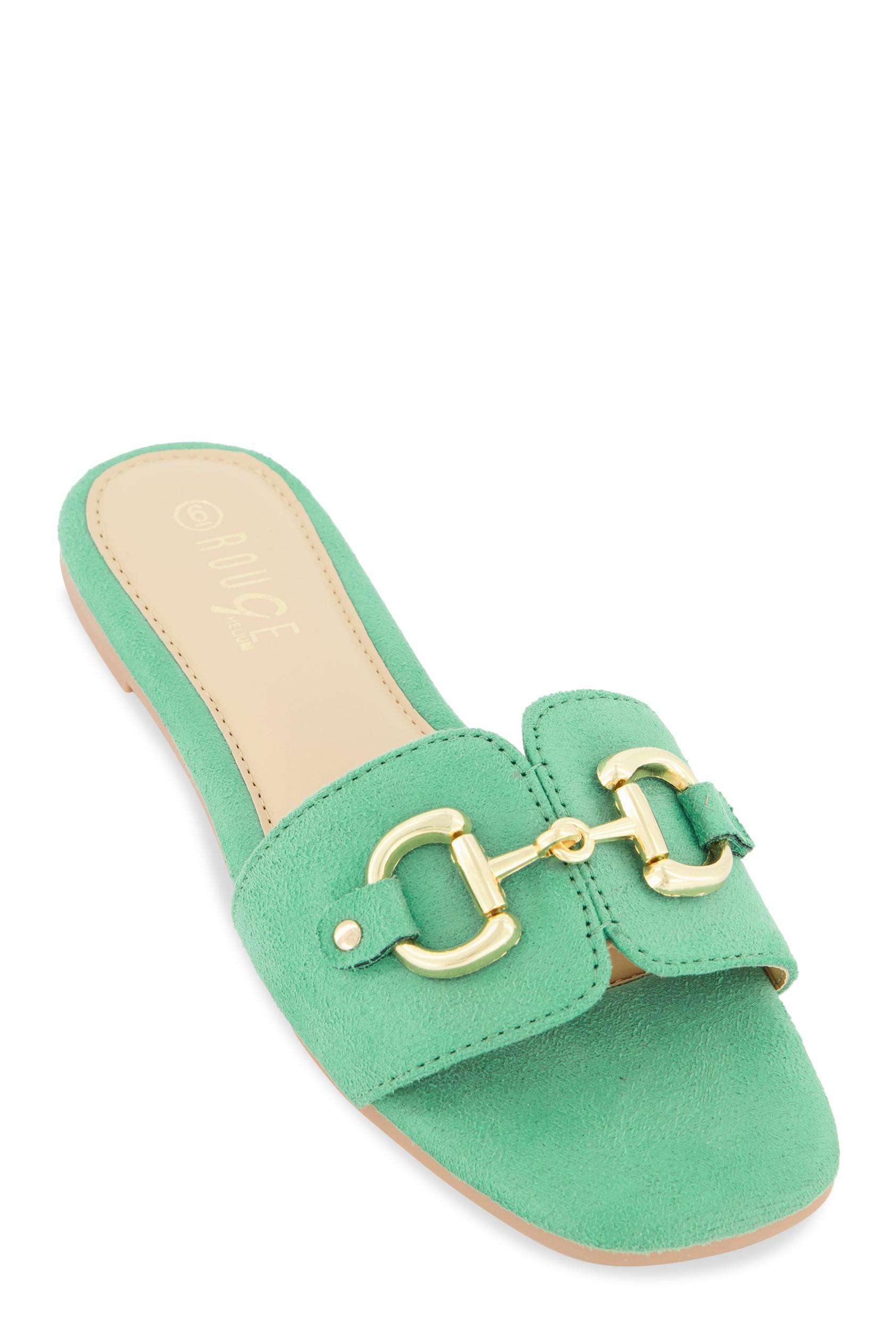 Womens Metallic Horsebit Single Band Slide Sandals Product Image