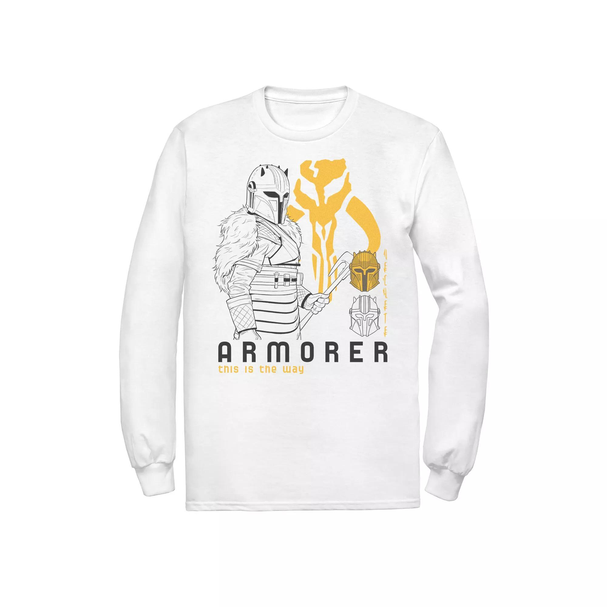 Men's Star Wars The Mandalorian Armorer Line Art Tee, Size: Large, White Product Image
