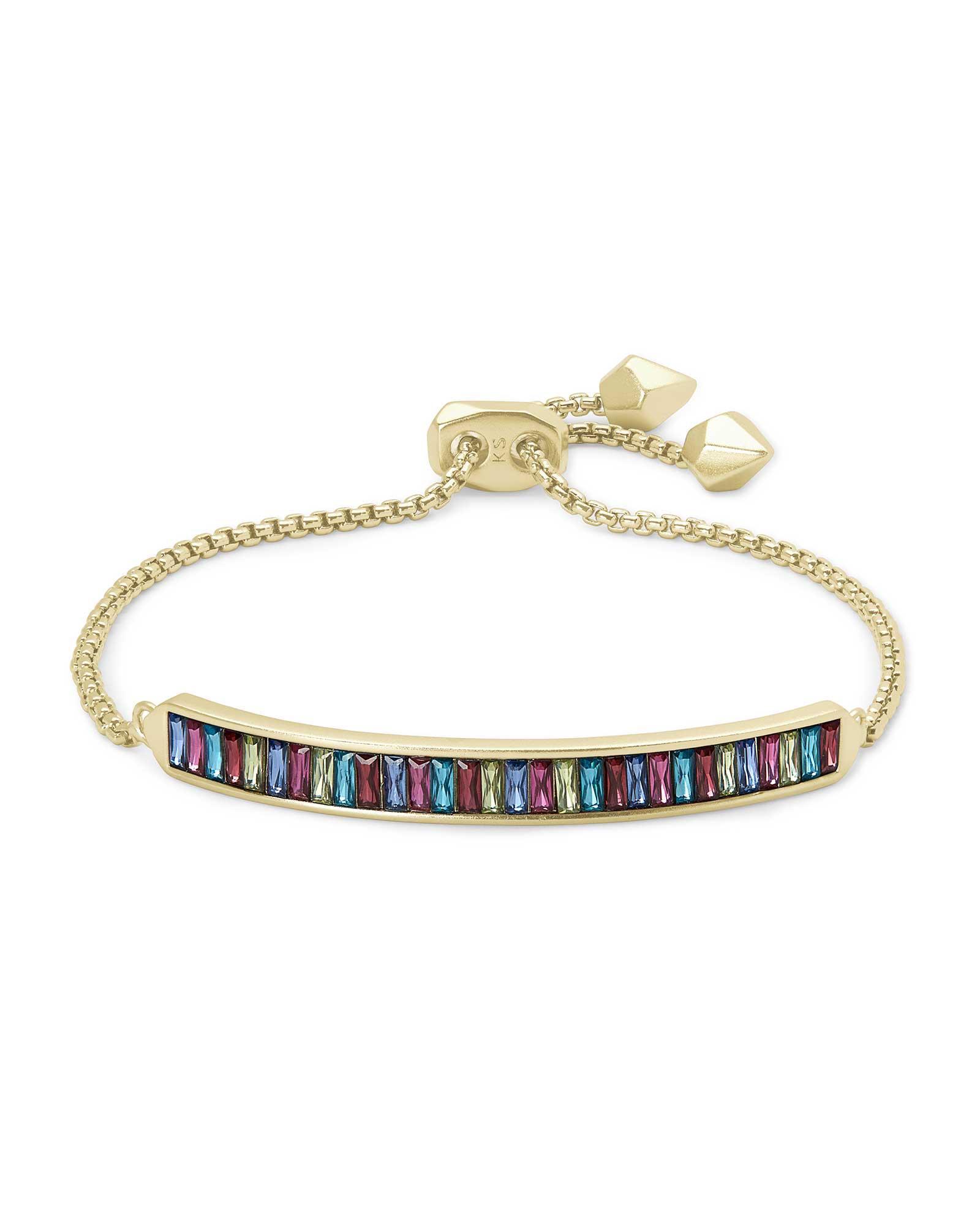 Jack Adjustable Gold Chain Bracelet in Multi Crystal Product Image